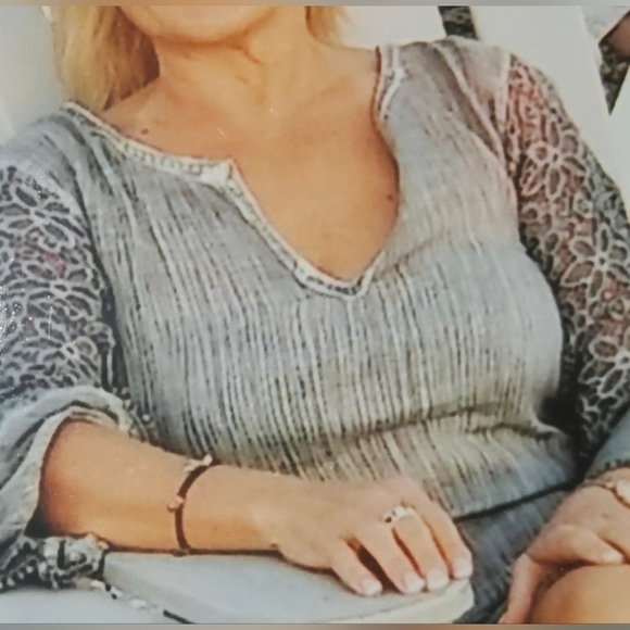 🌼bohemian dress grey lace details long sleeves size small 🌼 - Picture 3 of 9